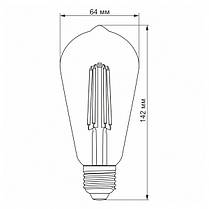 LED лампа VIDEX Filament ST64FAD 6W E27 2200K дімерна бронза, фото 5