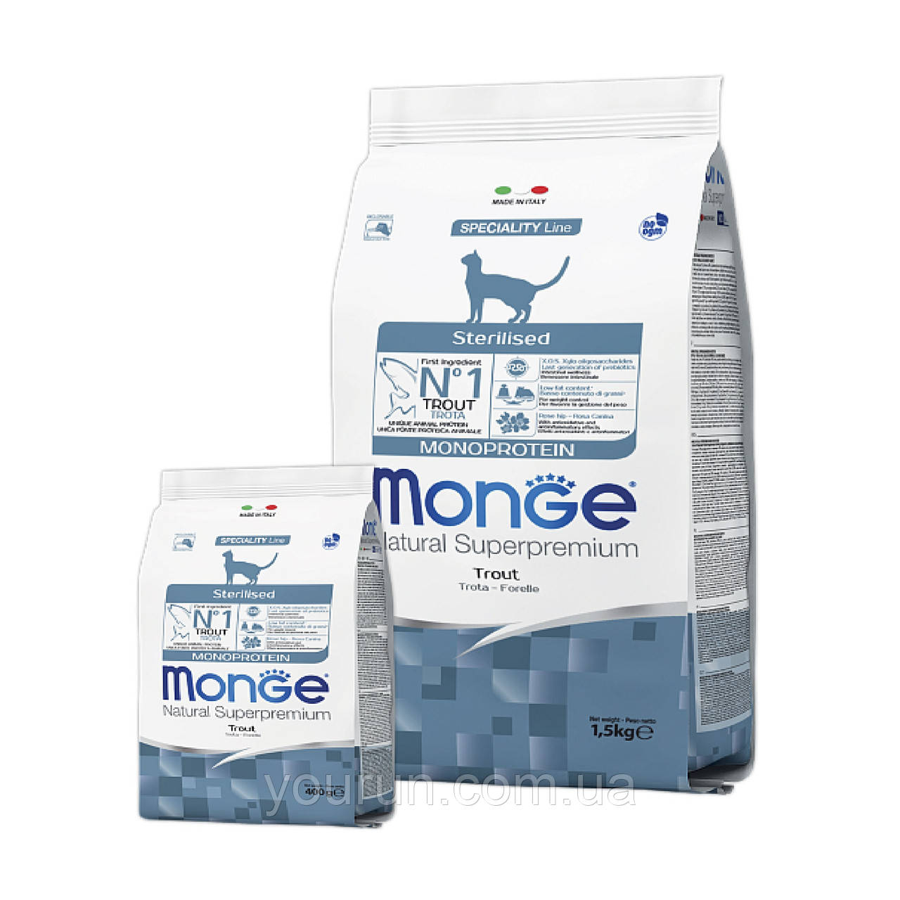 Monge (Монж) Cat Mono Protein Sterilised - Сухий корм для стерилізованих кішок (з фореллю) 1.5 кг