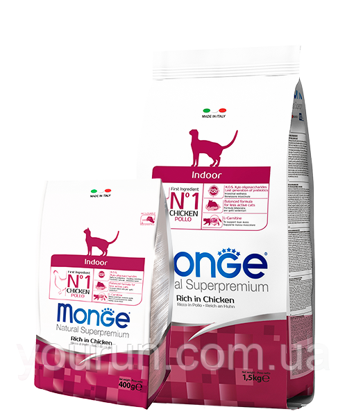 Monge (Монж) Indoor Rich in Chicken - Сухий корм для малоактивних кішок, що живуть у приміщенні (з куркою) 10 кг