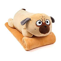 Игрушка подушка плед 3 в 1 Собака Мопс
