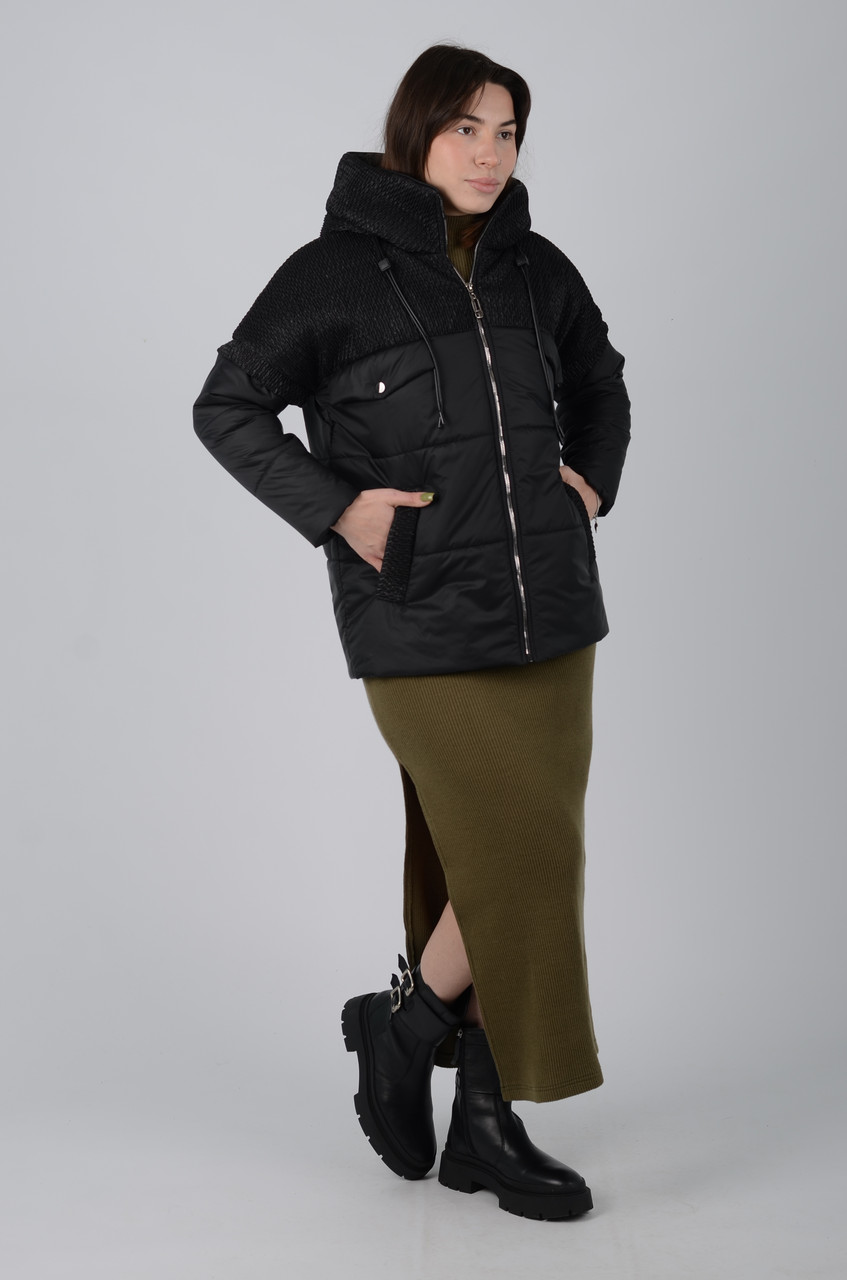 Чорна жіноча куртка жилетка трансформер з відстібними рукавами, весна осінь