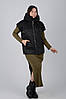 Чорна жіноча куртка жилетка трансформер з відстібними рукавами, весна осінь, фото 3