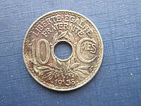 Монета 10 сантимов Франция 1938