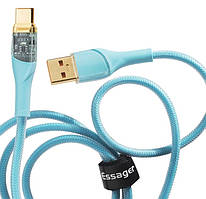 Кабель синхронізації даних USB на Type-C Essager Interstellar Transparent Design USB 20V/5A 100W 1m Blue Q.C. 3.0 4.0 PD