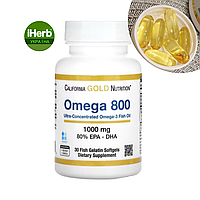 California Gold Nutrition, омега-800, 1000 мг, 30 капсул