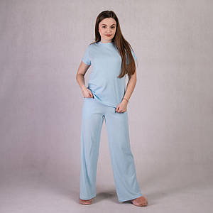 Комплект футболка зі штанами рубчик "Блакитний" 46-54р.