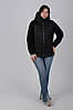 Жіноча комбінована демісезонна чорна куртка з плащової тканини з кашеміровими рукавами, фото 5