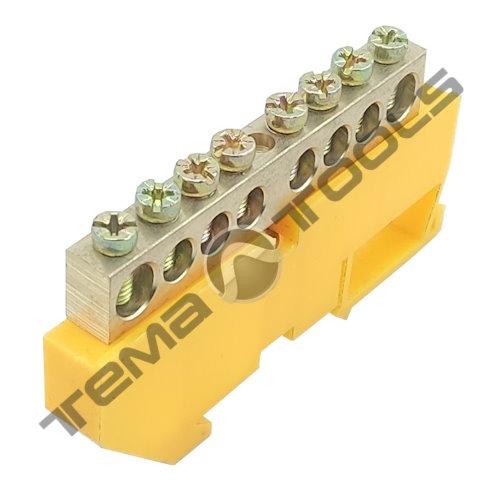 Шина нульова на ізоляторі CD 8х12-8 жовта на DIN-рейку