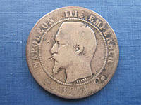Монета 10 сантимов Франция 1854 М Наполеон III