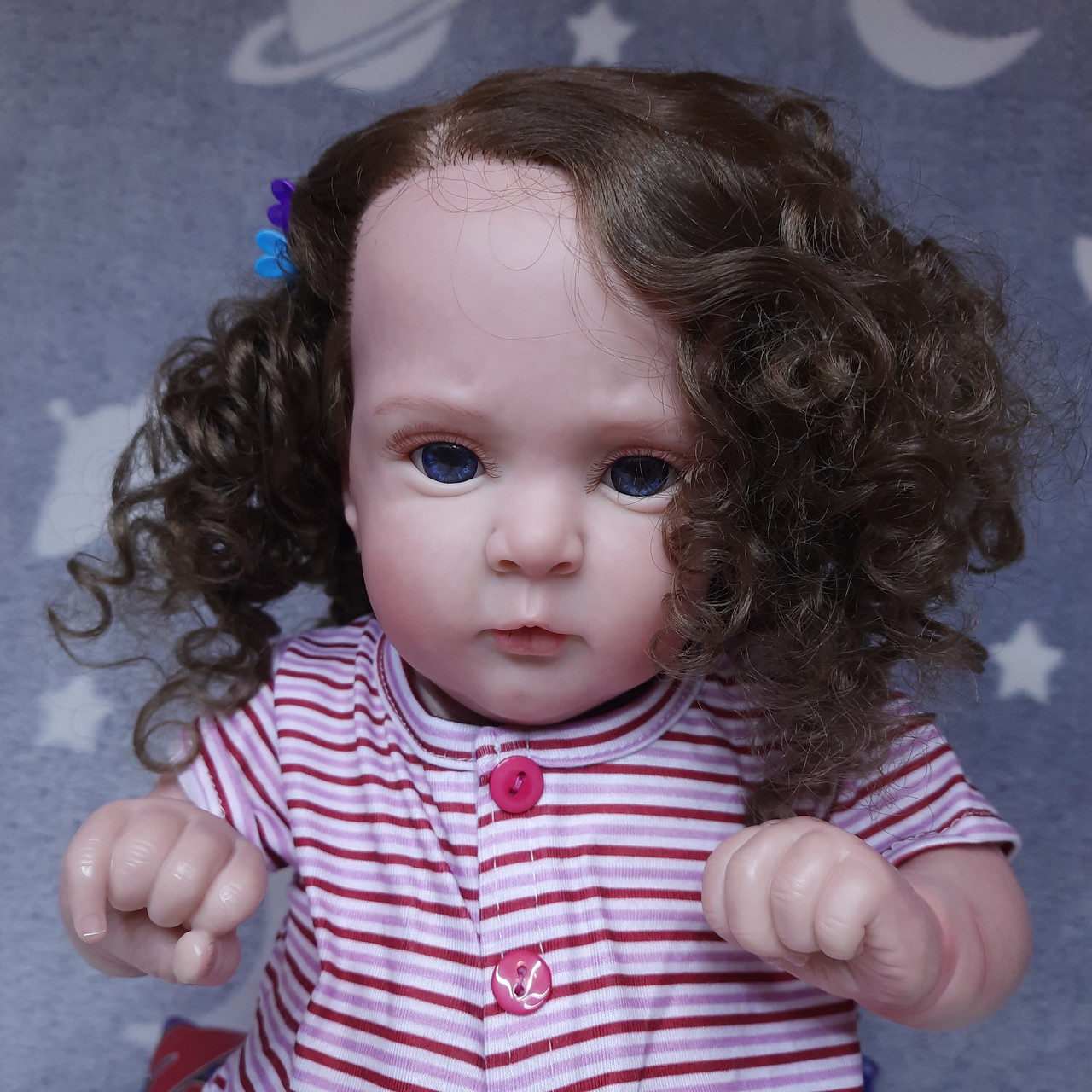 Реалістична лялька Реборн (Reborn) 50 см гарна дівчинка з довгим волоссям та м'яким тілом, як жива справжня дитина