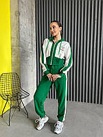 Жіночий спортивний костюм 42-48 турецька петля 95% бавовна вкорочена кофта на блискавці і джогери з лампасами