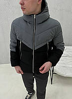 Куртка мужская демисезонная Mild черно-графит | легкий непродуваемый весенний осенний пуховик от -10 до +10