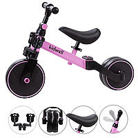 Kidwell 3в1 PICO Pink Триколісний дитячий біговел велосипед для малюків від 1 року легкий дитячий транспорт