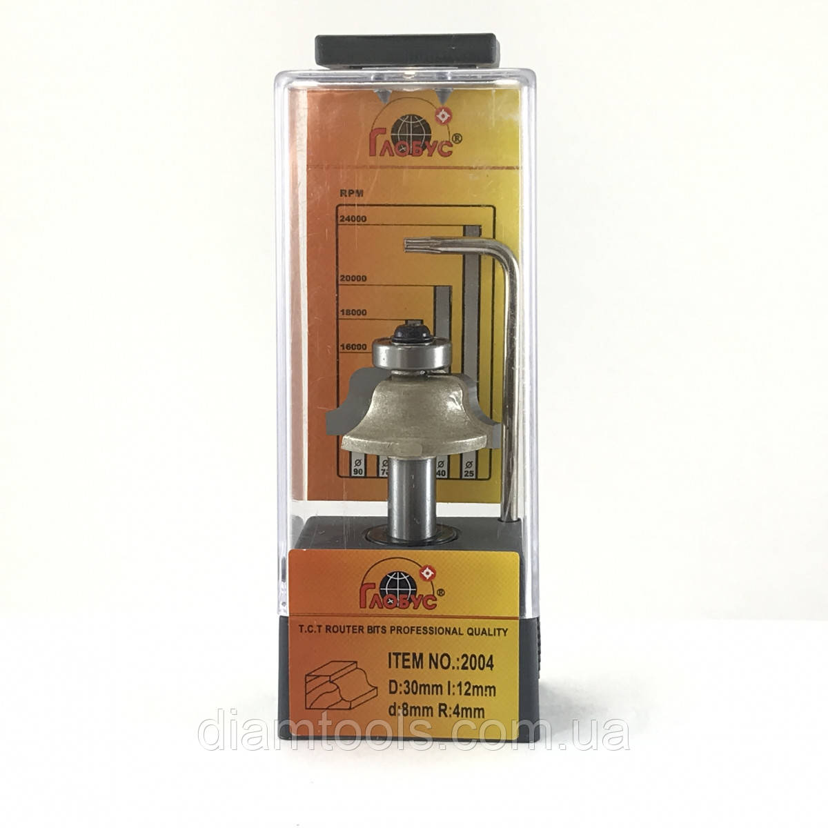 Фреза кромкова калювальна Глобус 2004 D30 d8 L47 h12 R4, фото 1