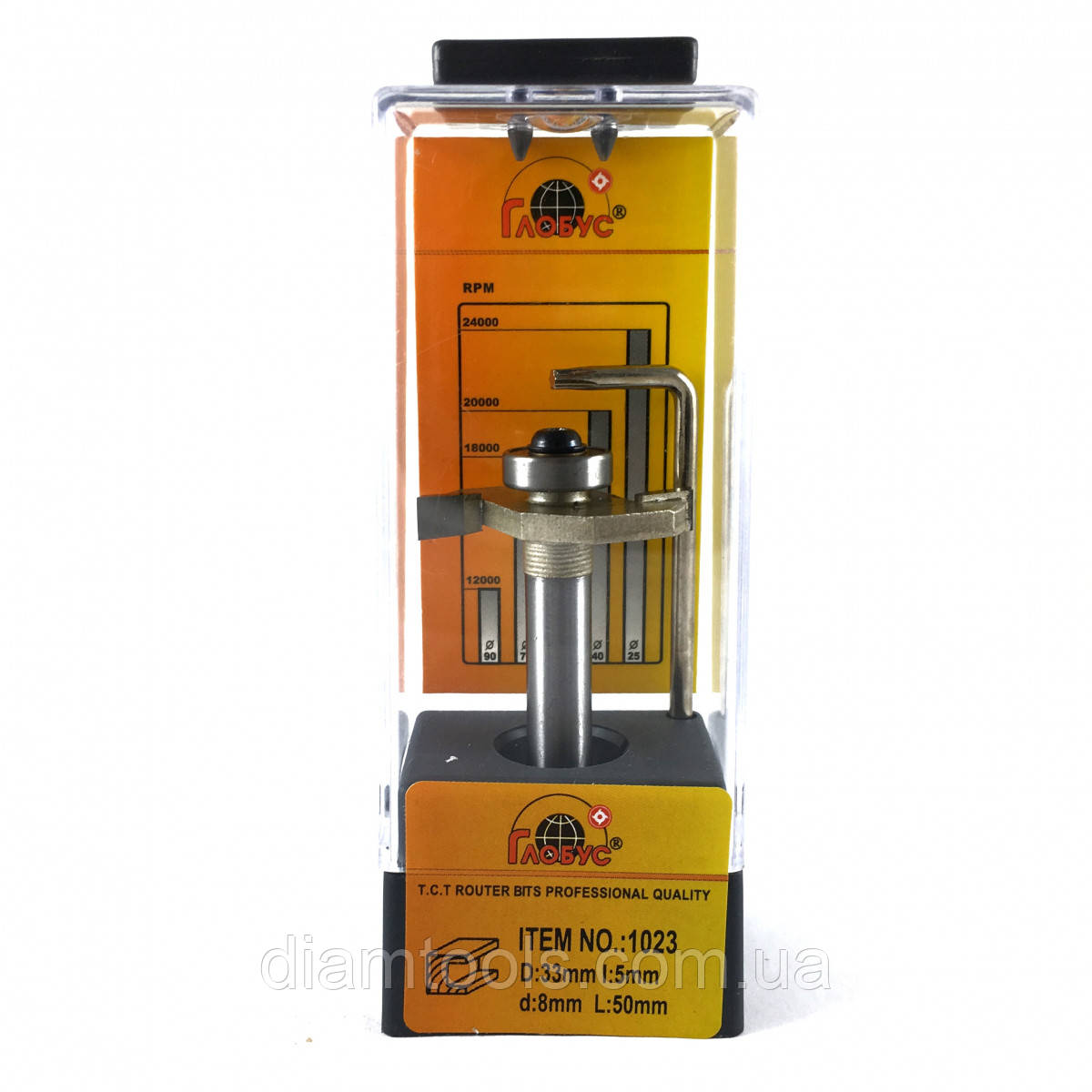 Фреза кромкова фальцева Глобус 1023 D33 d8 L50 h5 z2, фото 1