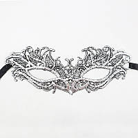 Маска на маскарад на лице на зав`язках унісекс 21 на 6 см сріблястий