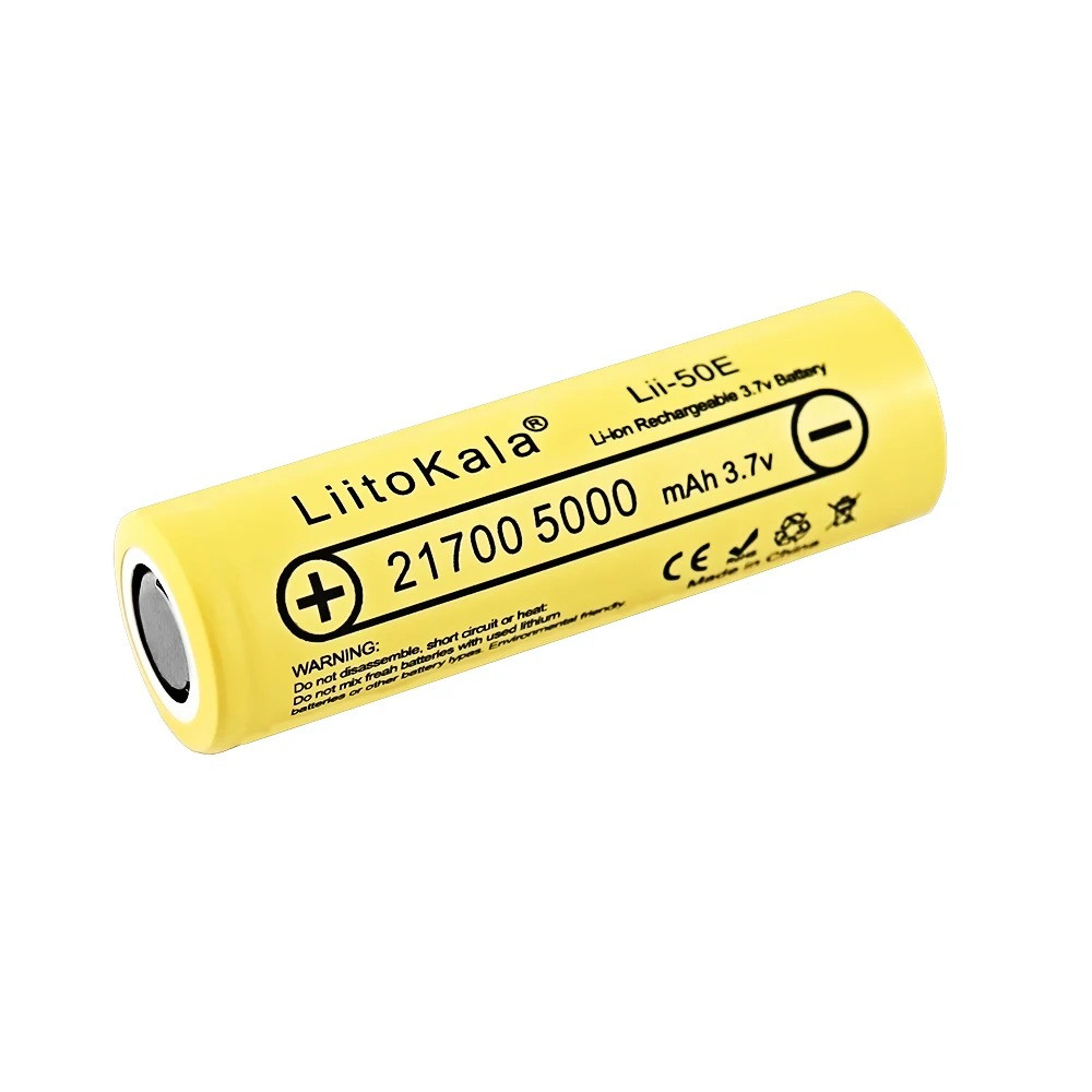 Акумулятор високотоковий 21700 LiitoKala Lii-50E 3.7 V 35 A 5000 mAh Li-Ion Внутрішній опір: <20 мОм