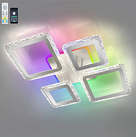 Керована світлодіодна люстра Esllse OVAL ICE RGB 75W 5S-APP-725x500x93- WHITE/CLEAR-220-IP20