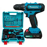 Акумуляторний шурупокрут Makita 550DWE 24 V, 5 Ah з набором інструментів шурупокрут Макіта в кейсі, фото 4
