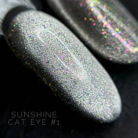 Гель лак кошачий глаз CROOZ Sunshine Cat EYE №01 серебро хамелеон 8мл