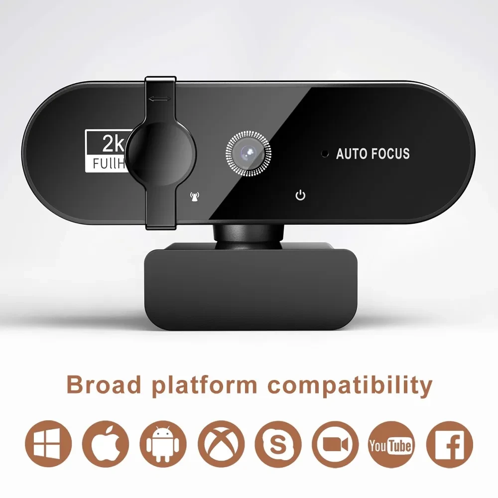 Веб камера 2K(2048x1536) з автофокусом і мікрофоном (з шумозаглушенням), USB підключення, підходить для всіх ОС