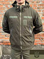 Тактическая куртка софтшелл олива хаки Военная армейская куртка куртка ЗСУ олива куртка с нашивками хаки олив