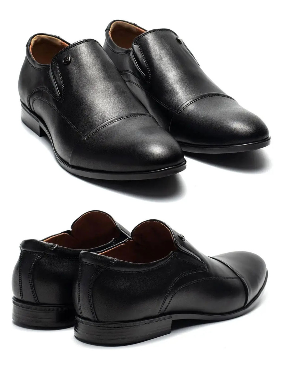 Чоловічі шкіряні туфлі Cevivo, чорні чоловічі демісезонні повсякденні. Чоловіче взуття, фото 1