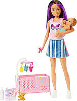 Кукла Барби Скиппер Няня с малышом Сладкие сны Barbie Skipper Babysitters Inc. Crib with Baby Doll HJY33