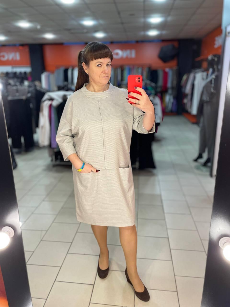 Сукня J.LONDON віскоза пряма рукав 3/4 дві кишені змійка 52 сіра, фото 1