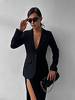 Классический женский костюм пиджак на одной пуговице и юбка миди Kbr1698