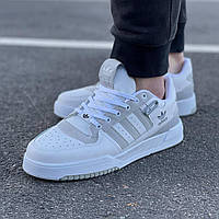 Мужские кроссовки Adidas Forum серые с белым