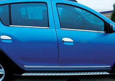 Зовнішня окантовка вікон 4 шт.  нерж. OmsaLine - Італійська нержавійка для Renault Sandero 2007-2013 рр