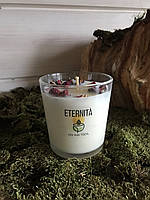 Соевая свеча Eternita с хлопковым фитилем, декор Роза. Аромат Весенние цветы - 250 мл