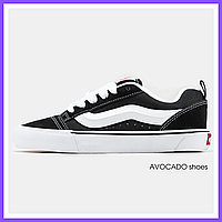 Кроссовки мужские и женские Vans Knu Skool Black White / кеды Ванс черные белые