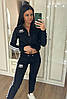 Жіночий спортивний костюм Adidas легкий весна-літо чорно-білий з полосками (Адідас трикотаж двонитка Туреччина), фото 6