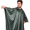Плащ від дощу чоловічий пончо дощовик багаторазовий з капюшоном Темно-зелений, фото 3