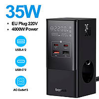 Зарядное устройство 35 Вт GaN5 Док-станция 7в1 PowerCombo Tower 3AC+2U+2C Черный