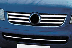 Накладки на решітку 6 шт  нерж Carmos - Турецька сталь для Volkswagen T5 Multivan 2003-2010рр