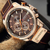 Оригінальний годинник Curren 8291 Cuprum-Brown шкіряний ремінь часы
