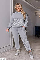 Прогулочный спортивный костюм женский тонкий легкий из двухнитки с блестящей вставкой большого размера