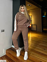 Костюм брючный для прогулок женский стильный красивый кофта под горло с лампасами и штаны размеры 50-60