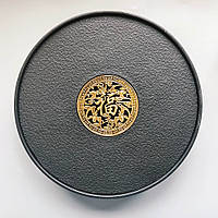 Вічна Чабань-Чайна дошка кругла "Щастя" чорна (верх - кераміка, низ - пластик)