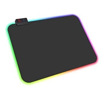 Килимок для миші ігровий 350*250*3мм TRY RGB-01 XL тканинний з підсвічуванням + кнопка + кабель 1.8 м чорний, фото 1