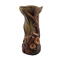 Кашпо керамика Пенёк с грибами 40х20х20см вн. 37х9х9см коричневое (41155.002)