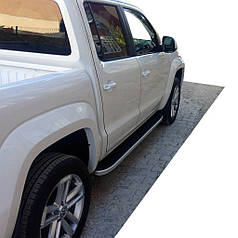 Бокові пороги Tayga Grey 2 шт.  алюміній для Volkswagen Amarok 2010-2021 рр