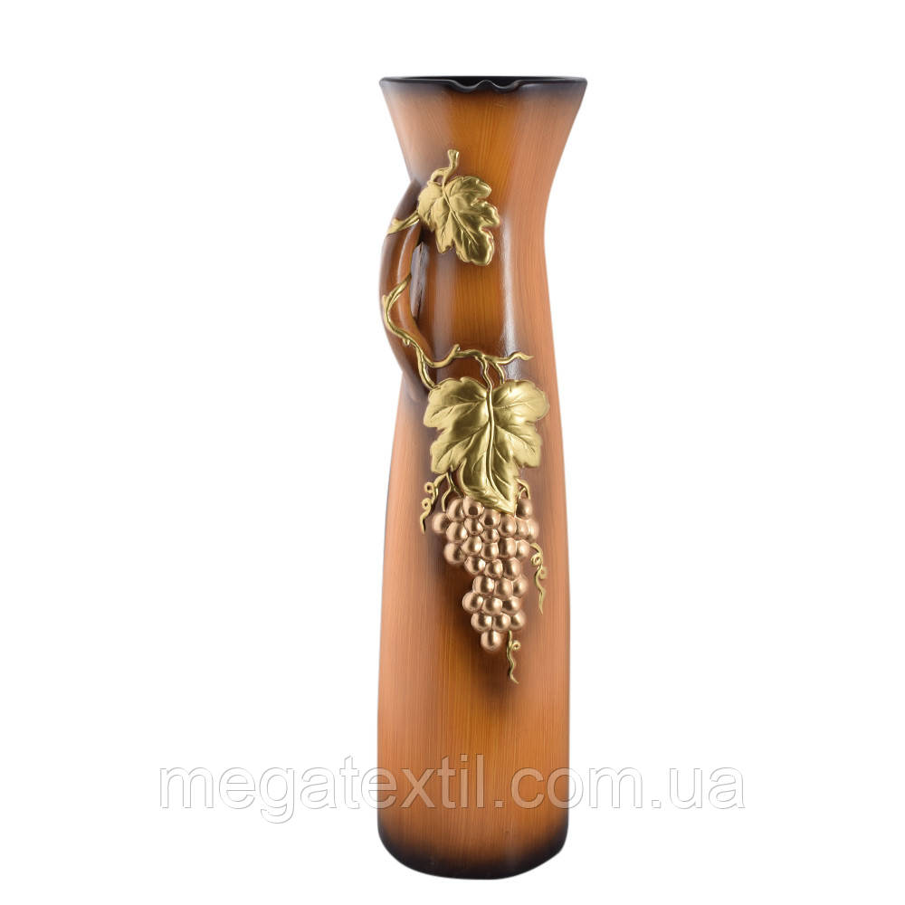Ваза підлогова кераміка з ручкою золотистим виноградом 71 см коричнево-руда (41176.003)