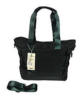 Шопер сумка c подкладкой и боковыми карманами на молнии зеленый