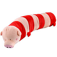 М'яка подушка валик іграшка свинка 70 см висота 15 см, рожевий з червоним (41215.001)