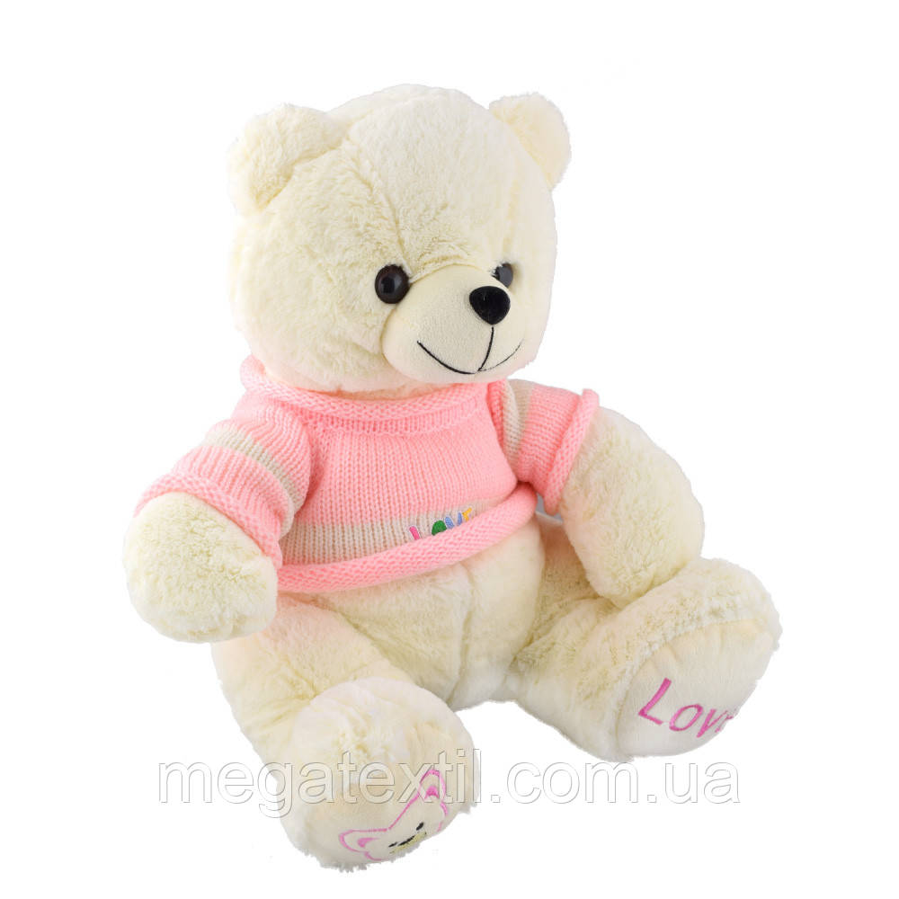 М'яка іграшка ведмедик у рожевій кофтинці 40 см білий (41225.002)