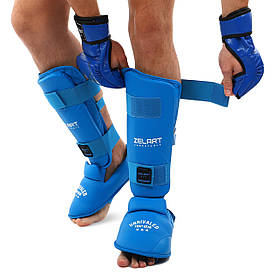Захист гомілки з футами для єдиноборств Zelart синя BO-7249, S